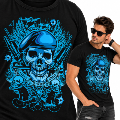 KOSZULKA HORROR  BLUE SKULL